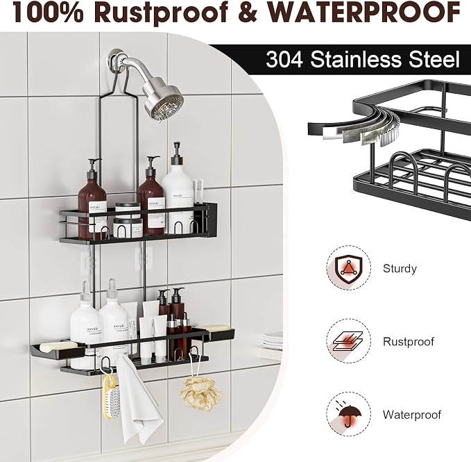 Shower Caddy Hanging, Rustproof Shower Shelves - Image 4