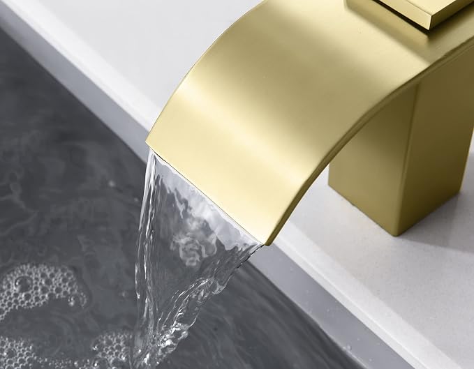 SUMERAIN Two Handle Roman Tub Faucet 3 Hole Waterfall Bathtub Faucet Brushed - Image 5