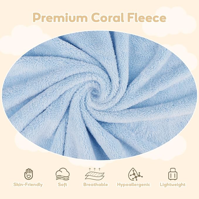 Hooded Towel for Newborn, 4 Pack Soft Coral Fleece Baby Towels, Ultra Absorbent - Image 2