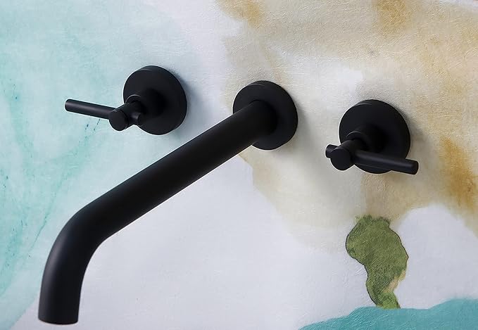 Wall Mount Tub Filler, Two Handle Bathtub Faucet, Extra Long Spout Reach by KOTTISAARI