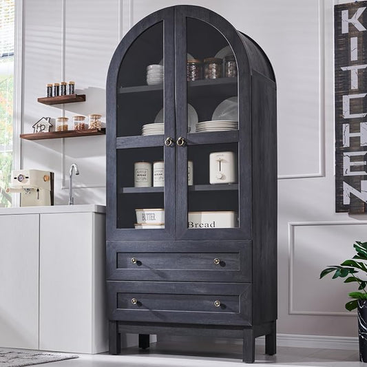 71" Tall Arched Kitchen Pantry Cabinet, Wood Kitchens Storage Cabinets by IFGETEnrichYourLivingSpace