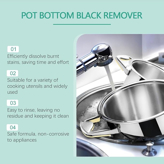 Pot and Pan Cleaner Gel, Magic Pot Bottom Cleaning Gel, 5 fl oz Tough Stove Top - Image 5