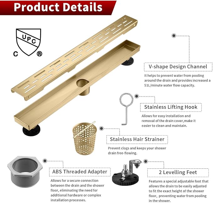 Sharp-tec Linear Shower Drain, 36 inch Shower Drain - Image 5