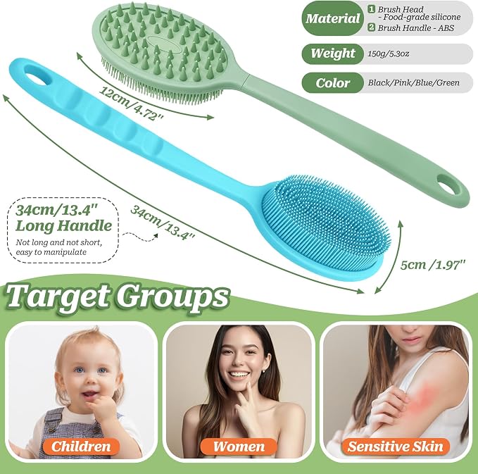 Silicone Back Washer for Shower, Gentle Silicone Back Scrubber for Lathering - Image 3