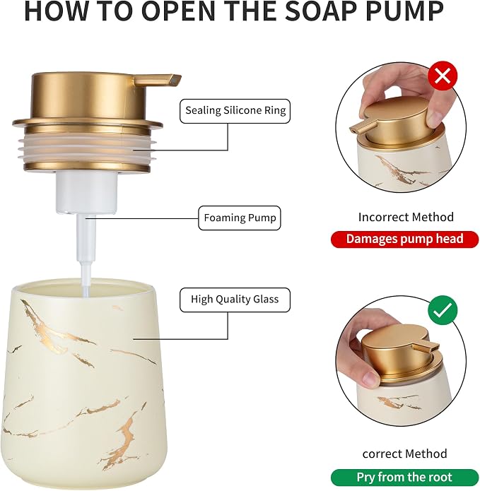 Enra Ceramic Foaming Soap Dispenser -12oz Modern Foam Gold Hand Soap Dispenser - Image 4