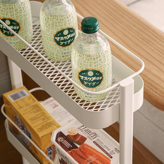 Rolling Storage Cart, 3 Tier Bathroom Organizer Mobile Shelving Unit, Metal - Image 4