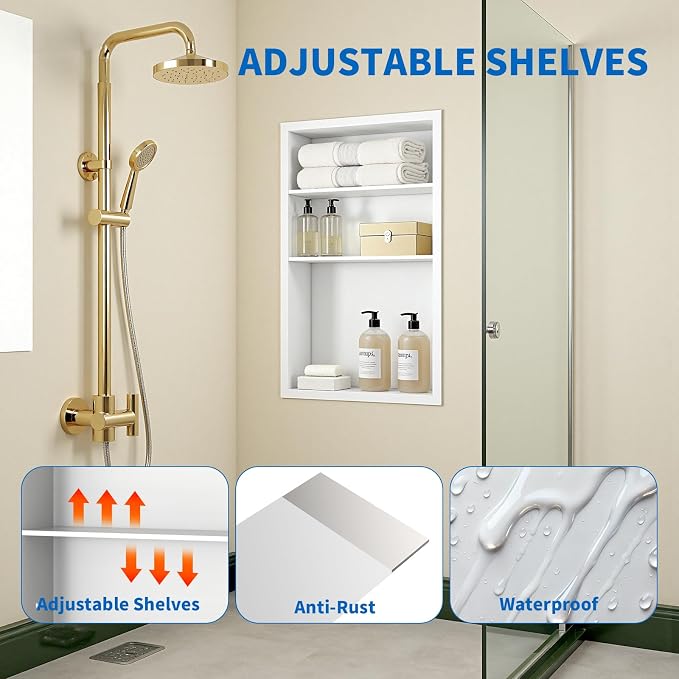 Stainless Steel Recessed Medicine Cabinet Bathroom Medicine Wall Niche Shower - Image 6
