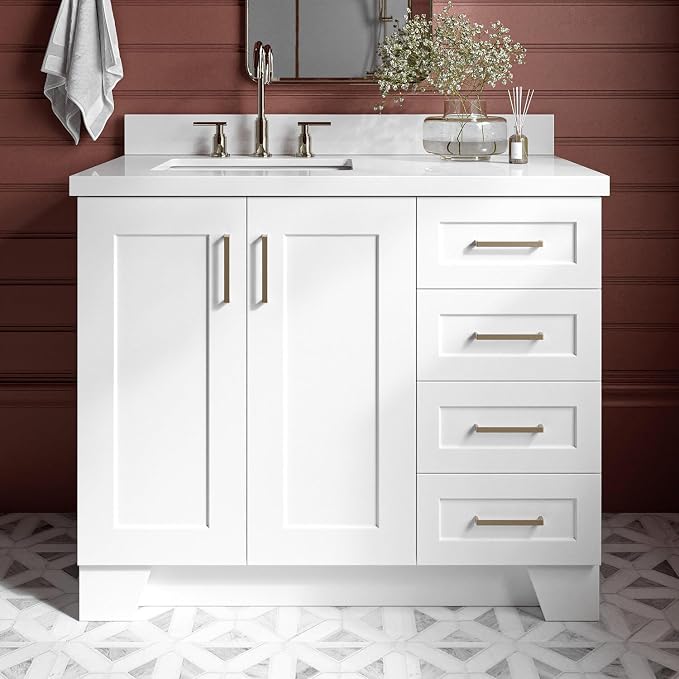 ARIEL Taylor 42 Inch White Bathroom Vanity - Image 2