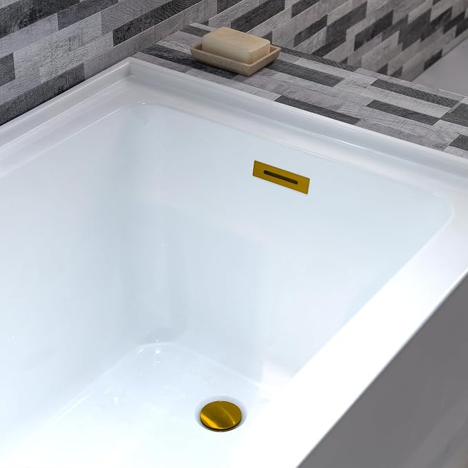 WOODBRIDGE 54" Acrylic Rectangular Alcove Soaking Bathtub in White - Image 8