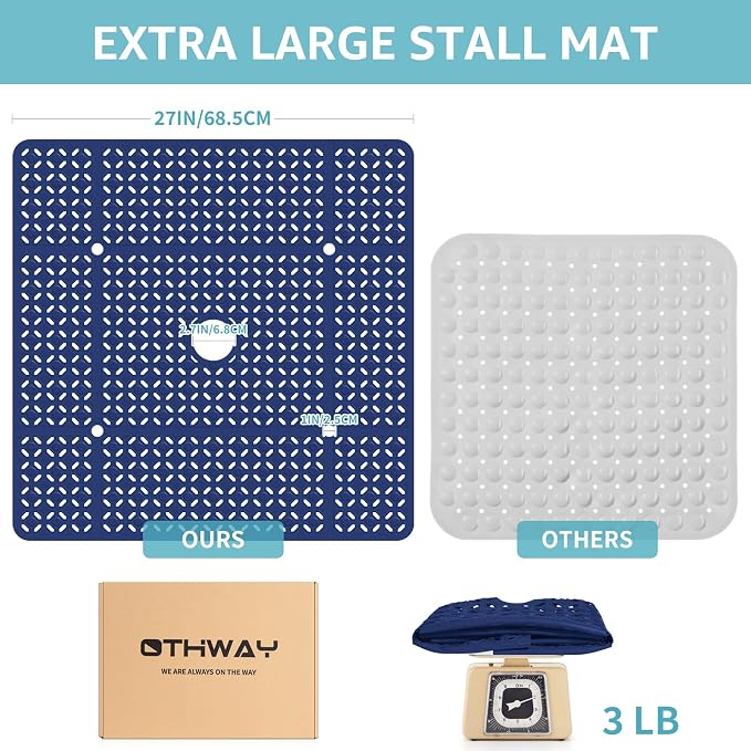 OTHWAY Square Shower Mat, TPE Anti Slip Shower mat - Image 4