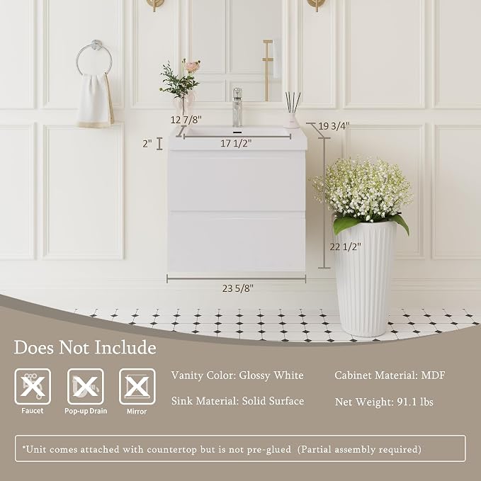 24" Floating Bathroom Vanity - Image 5