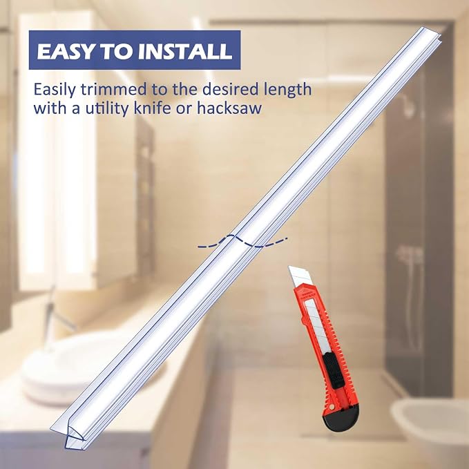 Frienda 4 Pcs Shower Door Bottom Seal 3/8" x 36'' Clear PVC Glass Door Sweep - Image 5
