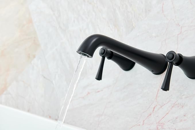 SITGES High Flow Matte Black Wall Mount Bathtub Faucet - Image 4