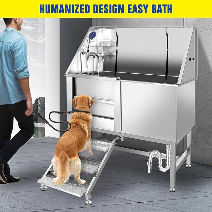 Professional 304 Stainless Steel Dog Bathing Station, 50 inch Pet Grooming Tub - Image 7