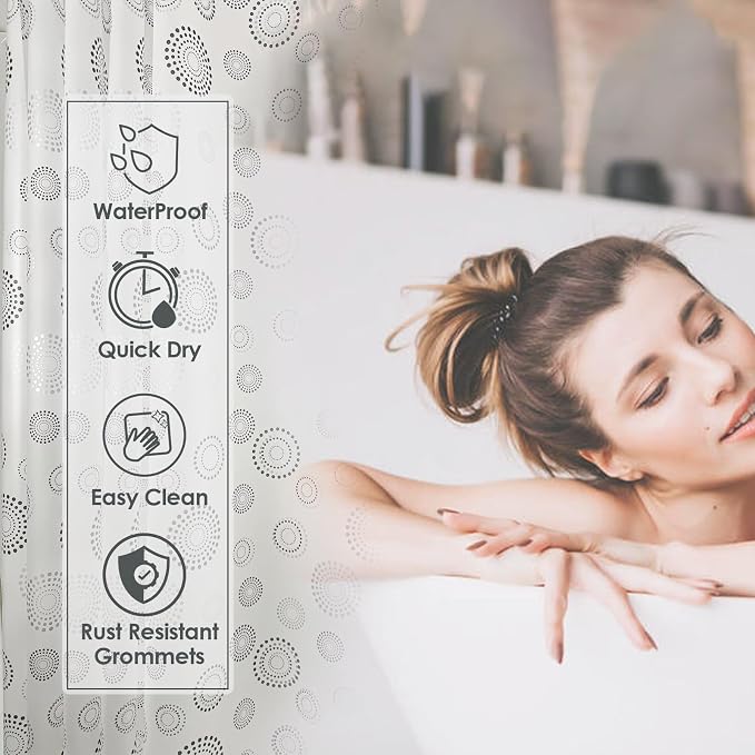 Plastic Shower Curtain Liner, Waterproof Printed PEVA Shower Curtain - Image 5