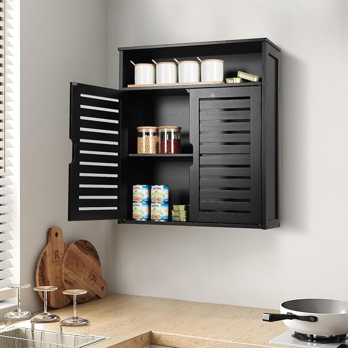 HYNAWIN Wall-Mounted Black Bathroom Cabinet - Image 6