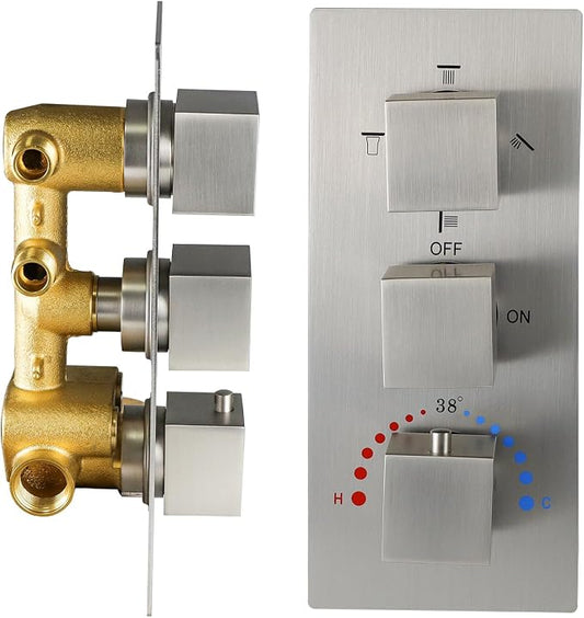 HOMEDEC Solid Brass 4 Outlets Shower Diverter Valve, Thermostatic 4-Way 3 by HOMEDEC