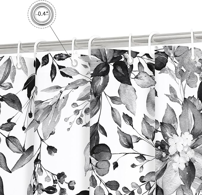 Gibelle Long Shower Curtain 72 x 78, Watercolor Plant Eucalyptus Leaves Fabric - Image 5