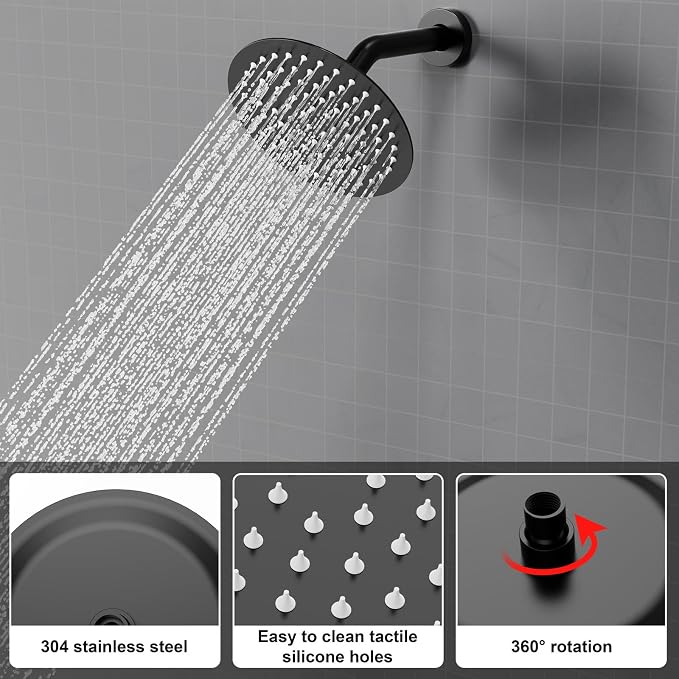 Shower Faucet Set 8IN Brass Rough-In Valve Body Trim Kit Rainfall Included - Image 4