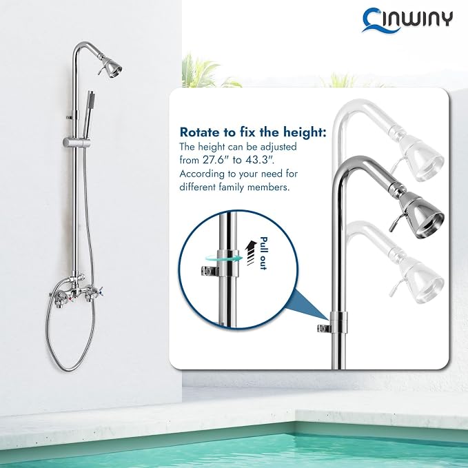 Polish Chrome Wall Mount Outdoor Shower Kit - Image 3
