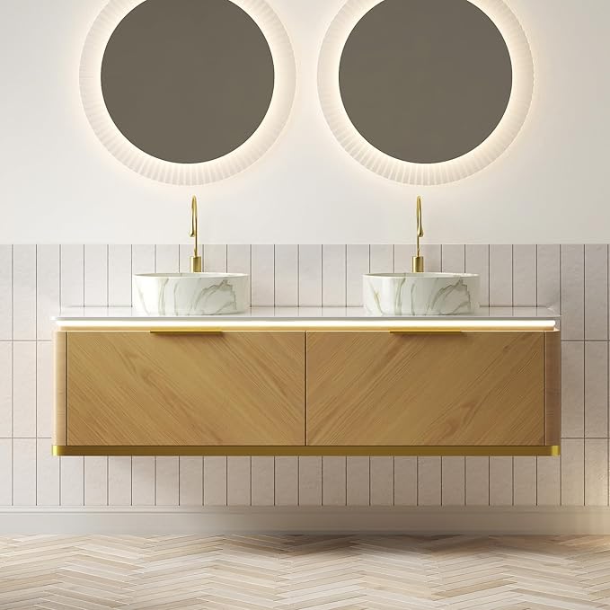 60” Floating Double Sink Bathroom Vanity by Yayzy