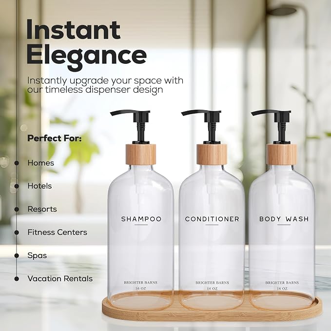 Clear Shampoo and Conditioner Dispenser Set by Brighter Barns - Image 2