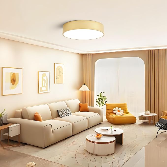 Dimmable Modern Large Flush Mount Close to Ceiling Light Fixture, Round Painted - Image 6
