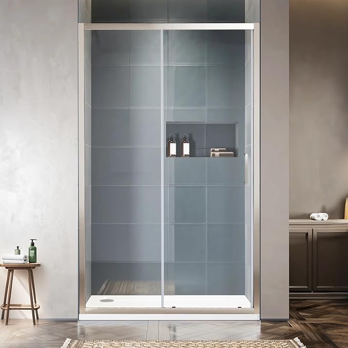 Bathroom Shower Glass Door 57.4"-59" W×76" H, Single Sliding Shower Door by SHOWERBATHTUBDOORSDEVELOPER