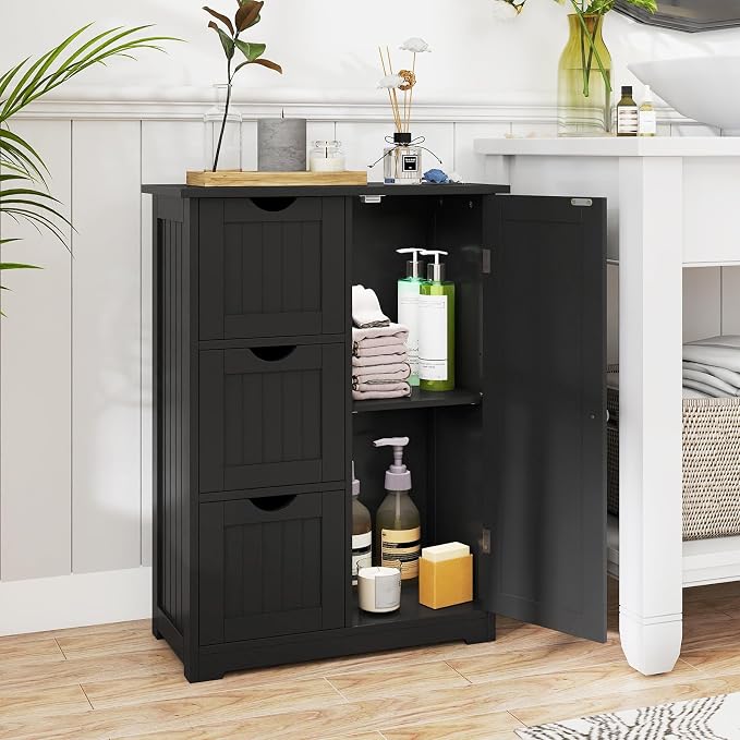 Tangkula Bathroom Floor Cabinet, Freestanding Storage Cabinet - Image 2