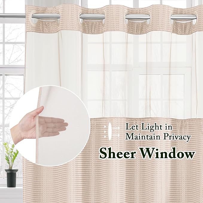 Gibelle No Hook Waffle Weave Shower Curtain - Image 2