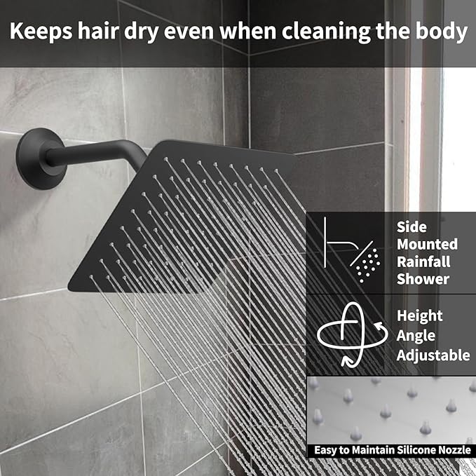 Matte Black Shower System Set Temperature Display Push Button Shower Faucet - Image 4