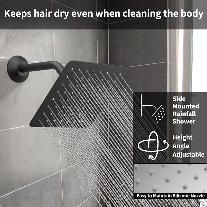Shower Faucet Set Matte Black Shower System, Push Button Shower Faucet - Image 3