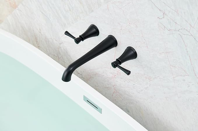 SITGES High Flow Matte Black Wall Mount Bathtub Faucet - Image 2