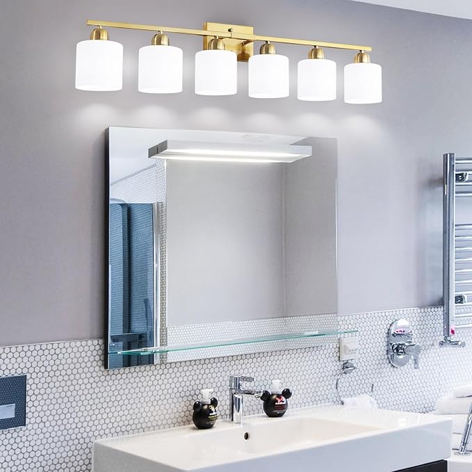 6 Light Gold Bathroom Vanity Light - Image 8