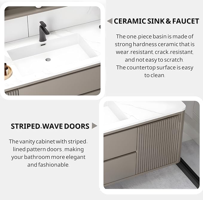 Floating Vanity for Bathroom, 84 Inch Bathroom Vanity - Image 5