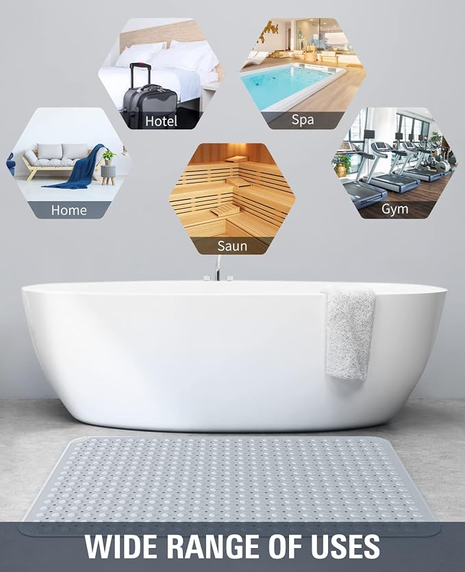 Yolife Extra Large Shower Mat, 34.3" L x 23.3" W TPE Anti Slip Stand Up Shower - Image 7