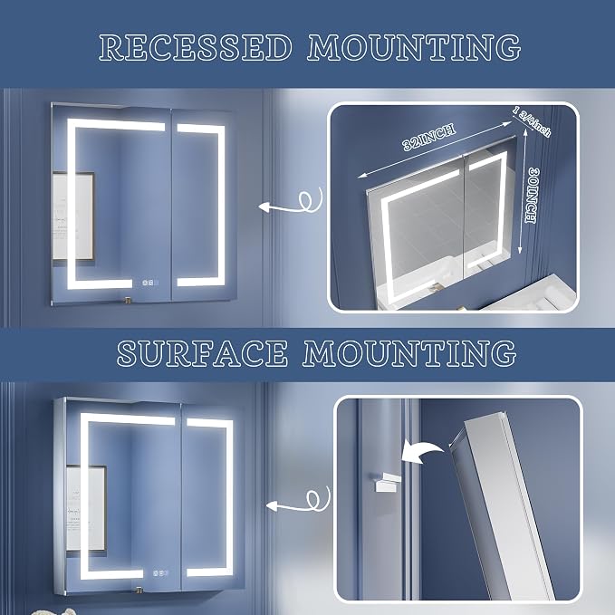 ExBrite LED Lighted Bathroom Medicine Cabinet - Image 8