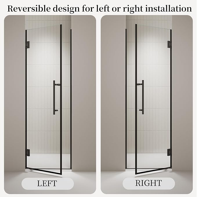 23.6-23.8" x 72" Frameless Hinged Shower Door, Single Swing Shower Panel - Image 7