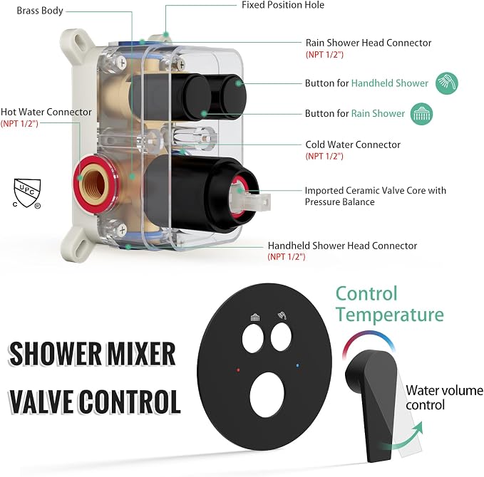SR SUN RISE Matte Black Shower Faucet Set - Image 7
