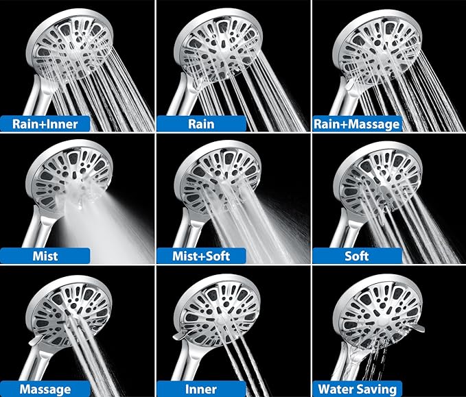 2-in-1 Shower Head with Handheld Combo: 2.5GPM Rainfall Shower Head & Handheld - Image 4