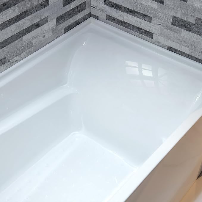 WOODBRIDGE 60" Acrylic Rectangular Alcove Soaking Bathtub in White - Image 4