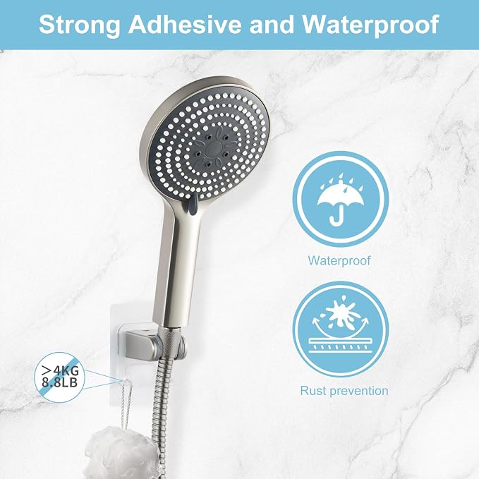 OFFO Shower Head Holder, Strong Adhesive Shower Hooks, 40° Adjustable - Image 2