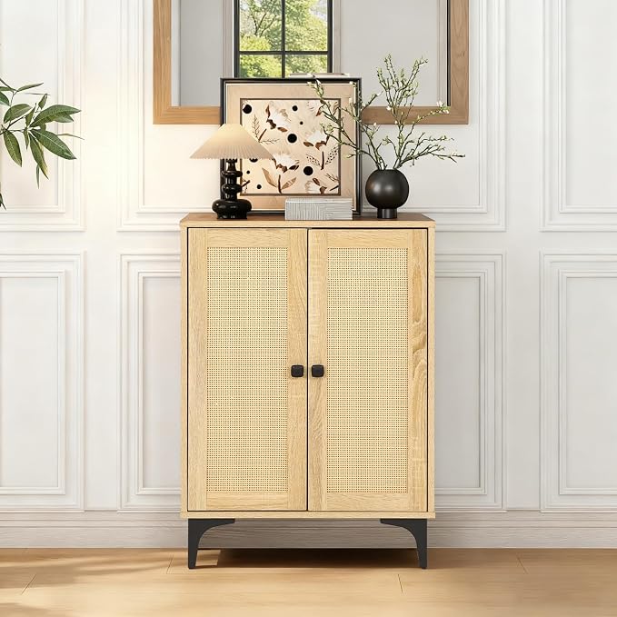 Rattan 4-Door Buffet Sideboard Storage Cabinet - Image 2