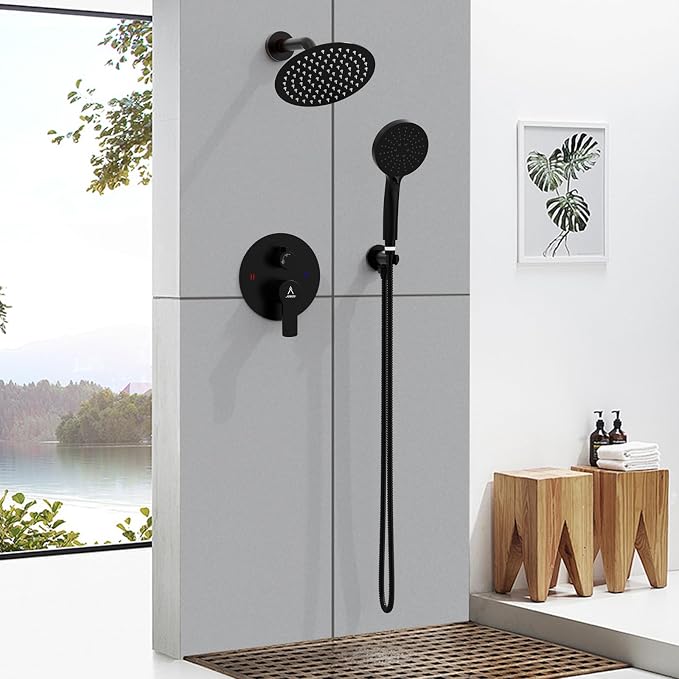 Shower Faucet Set 8IN Brass Rough-In Valve Body Trim Kit Rainfall Included - Image 2