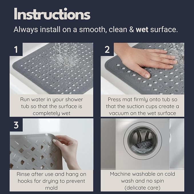 homerella® Shower Mat Non Slip Anti Mold, Non Slip Shower Mats - Image 7