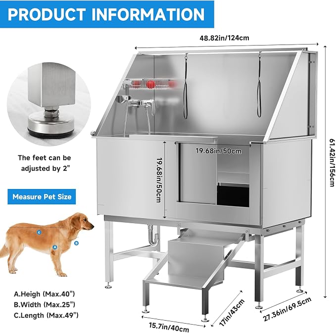 Dog Washing Station 50" Dog Grooming Tub - Image 2