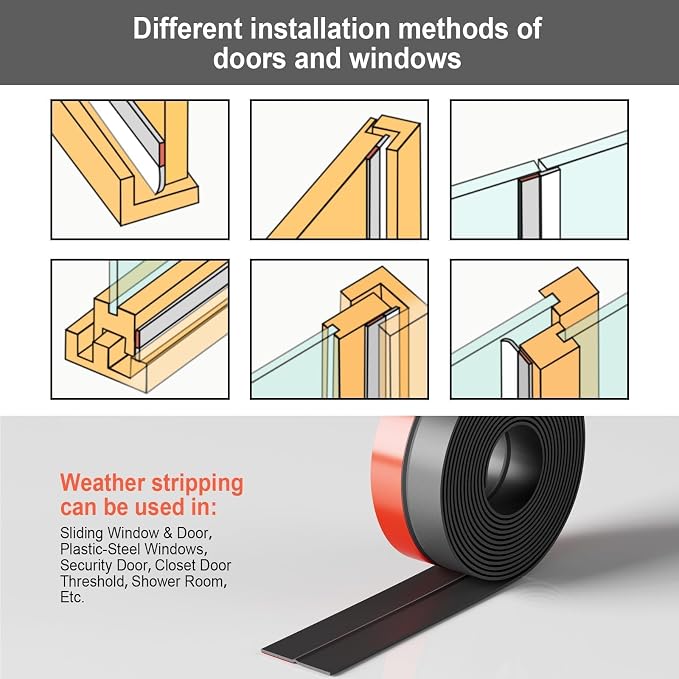 Door Seal Strip for Door Frame, 36ft Silicone Door Gap Filler, Shower Glass - Image 5