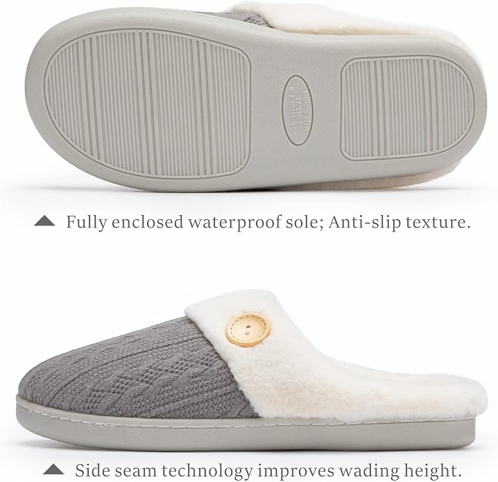 Chantomoo Womens Slipper Warm Comfy Memory Foam House Slippers Knitted Shoes - Image 2