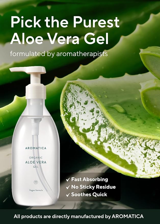 AROMATICA Organic Aloe Vera Gel 10.14oz/300ml, After Sun Care And Sunburn Relief - Image 2