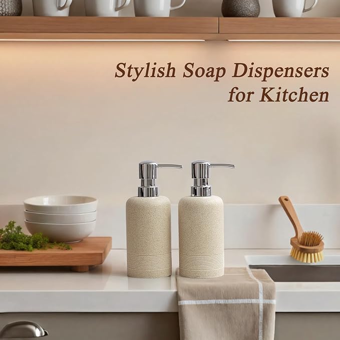 Resin Soap Dispenser Sets, 10.8oz Refillable Liquid Soap Dispensers - Image 4